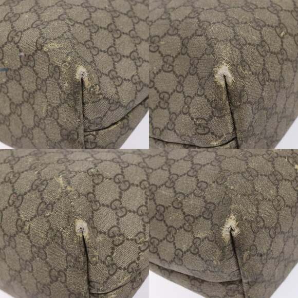 GUCCI GG Supreme Web Sherry Line Tote Bag Pvc Beige Red - Picture 10 of 13